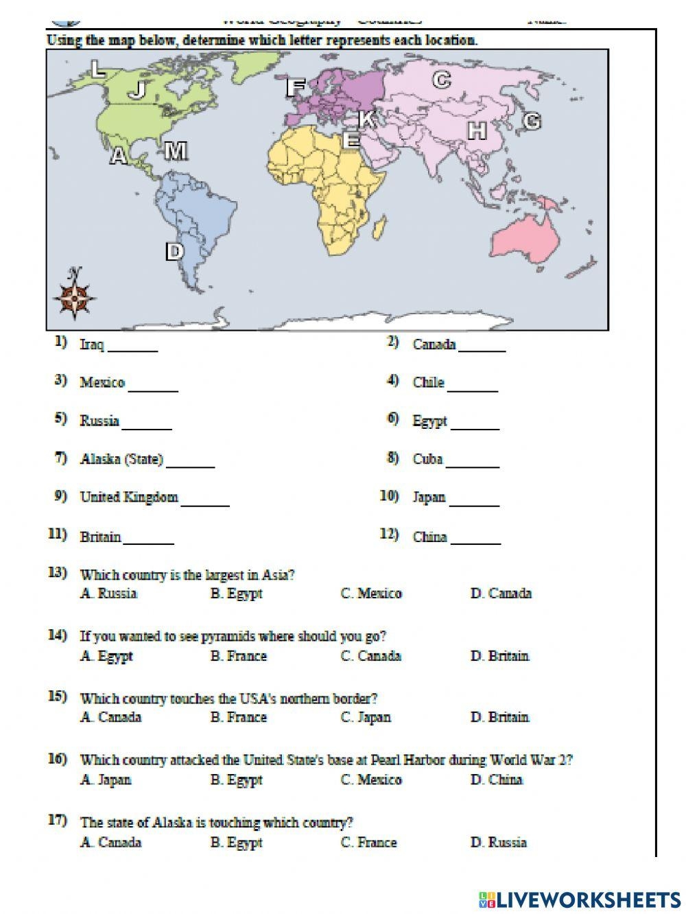 10 Free Geography Worksheets To Explore The World ALL ESL 