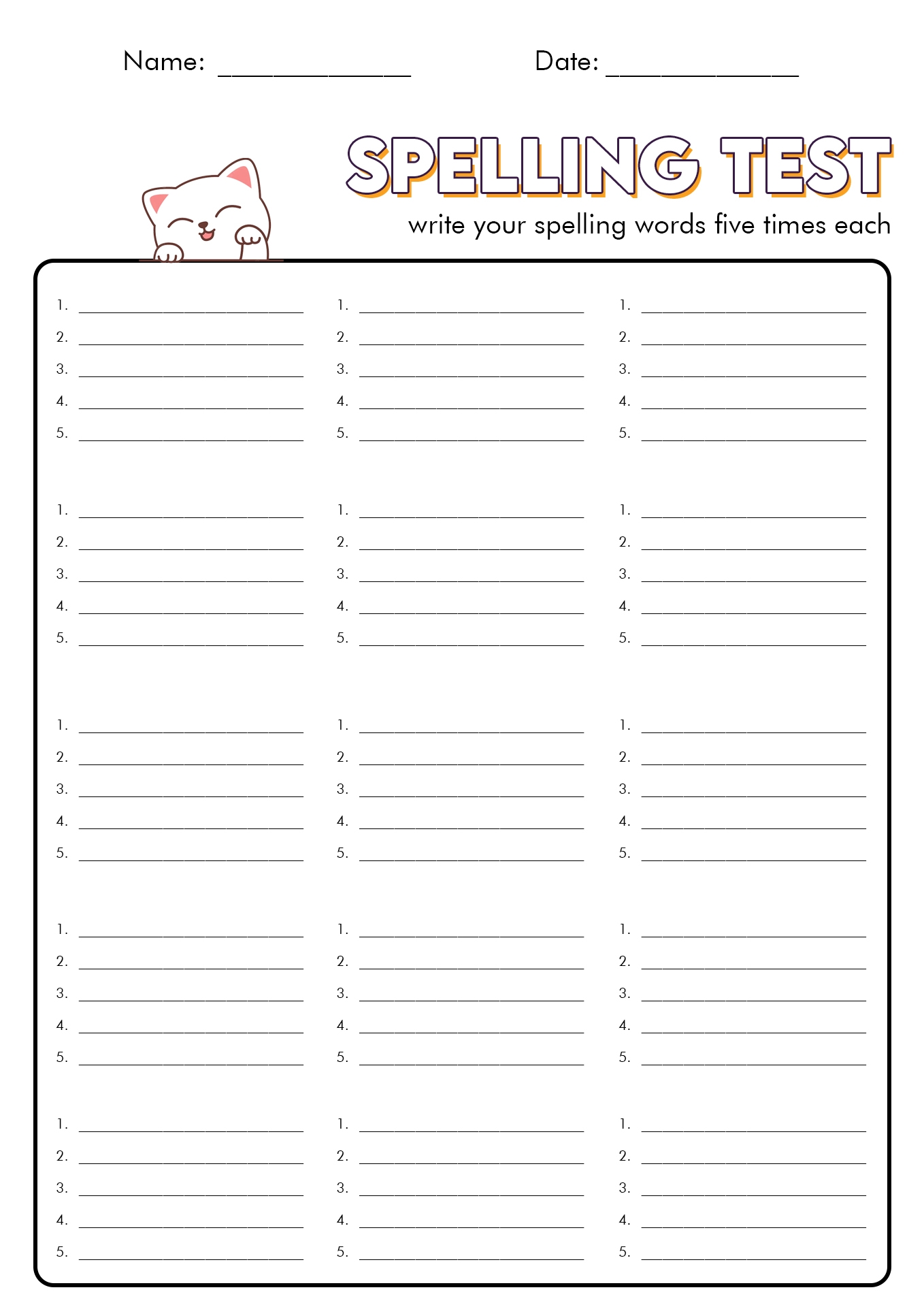 12 Free Printable Spelling Test Worksheets Free PDF At Worksheeto