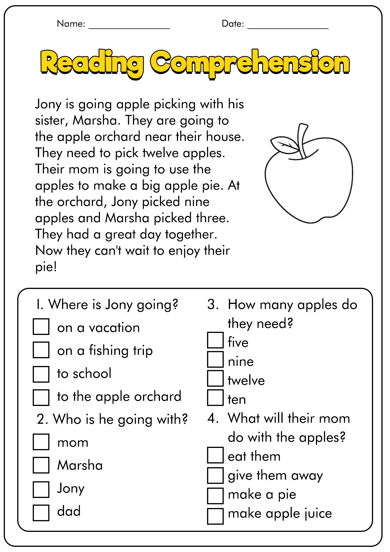 15 First Grade Reading Comprehension Worksheets Free PDF At