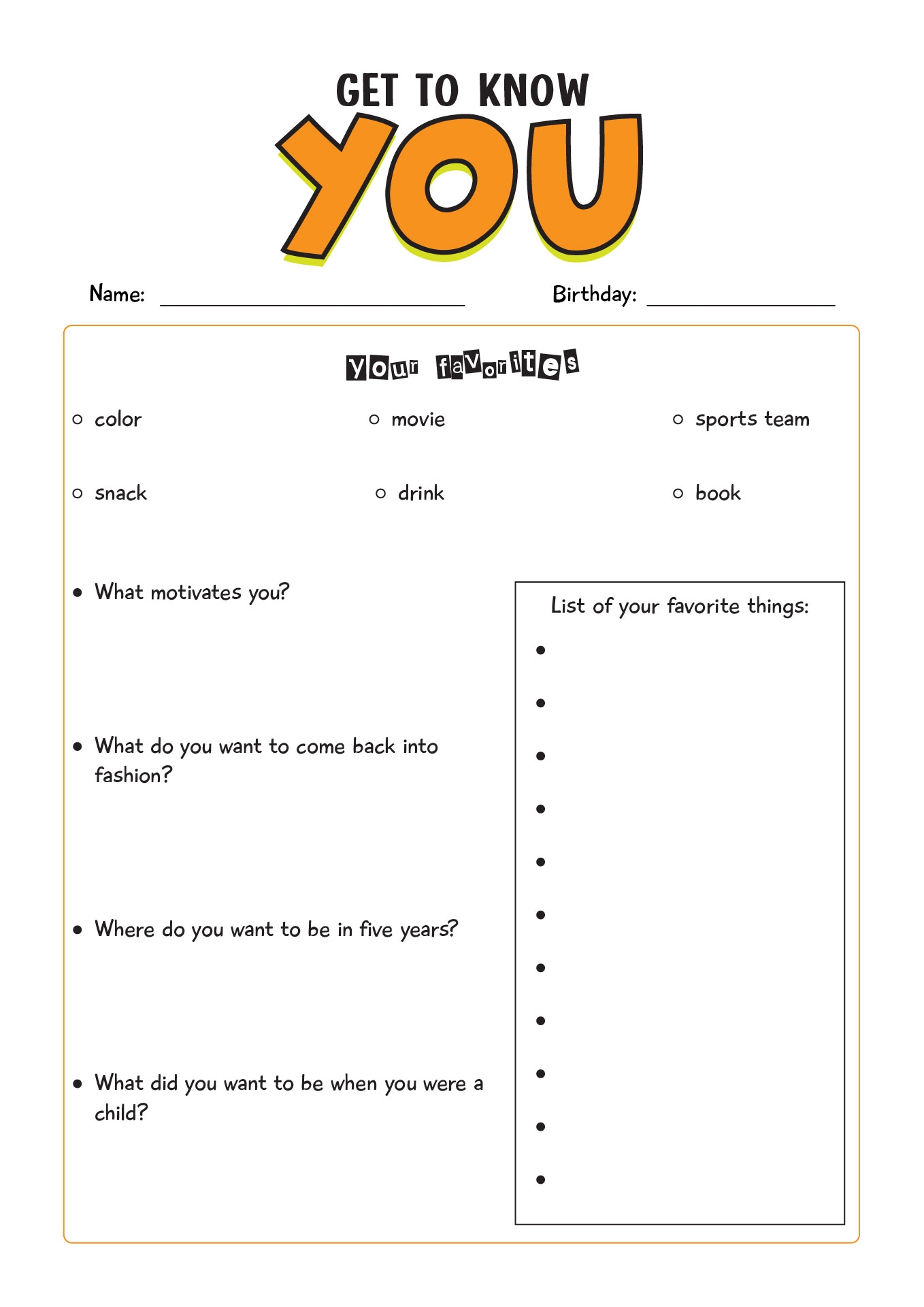 17 Printable Getting To Know You Worksheets Free PDF At Worksheeto