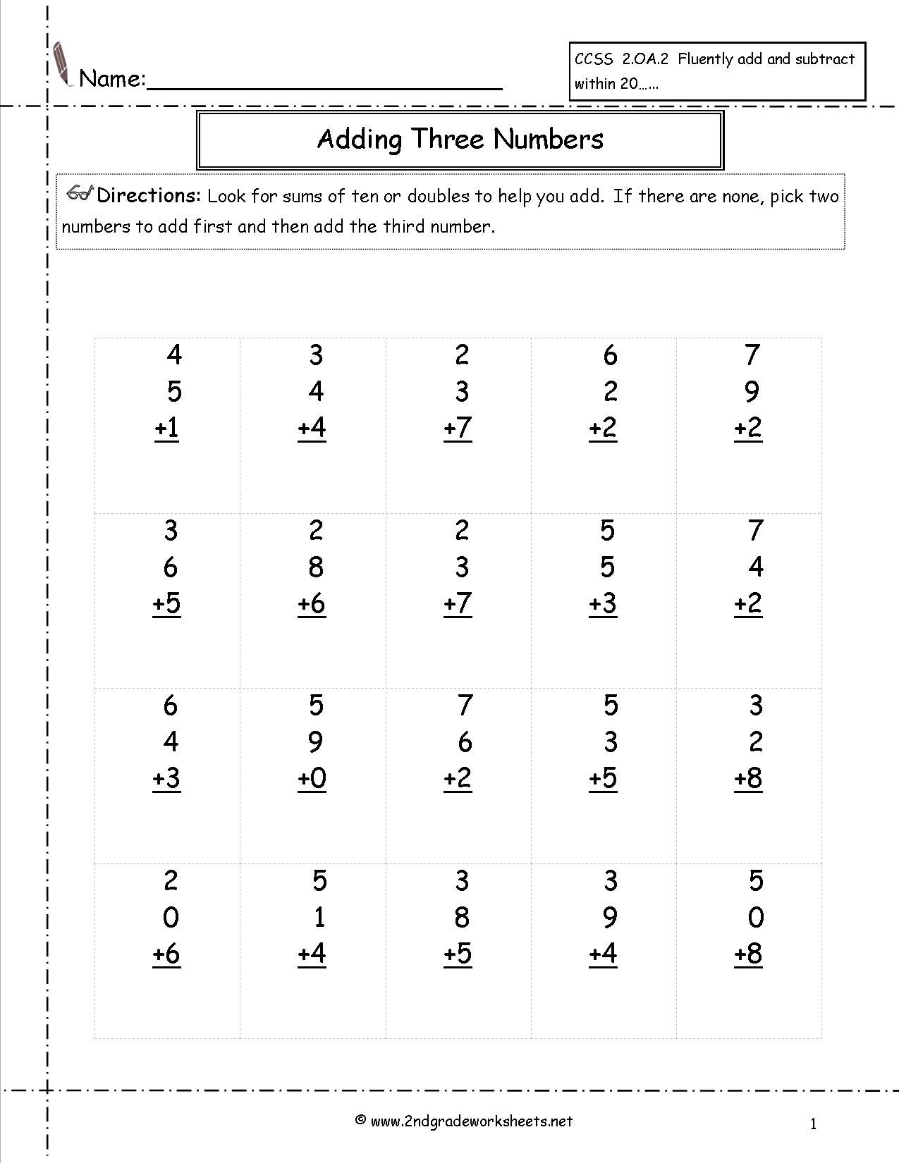 2nd Grade Printable Math Worksheet