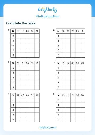 4th Grade Multiplication Worksheets Free Printable Worksheets 
