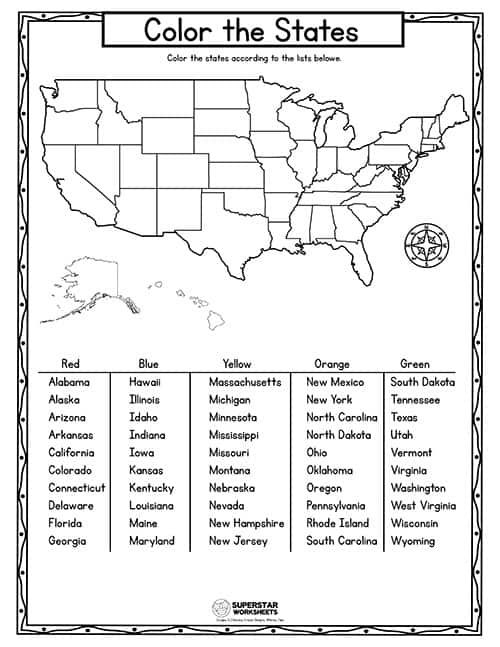 50 States Printable Worksheets