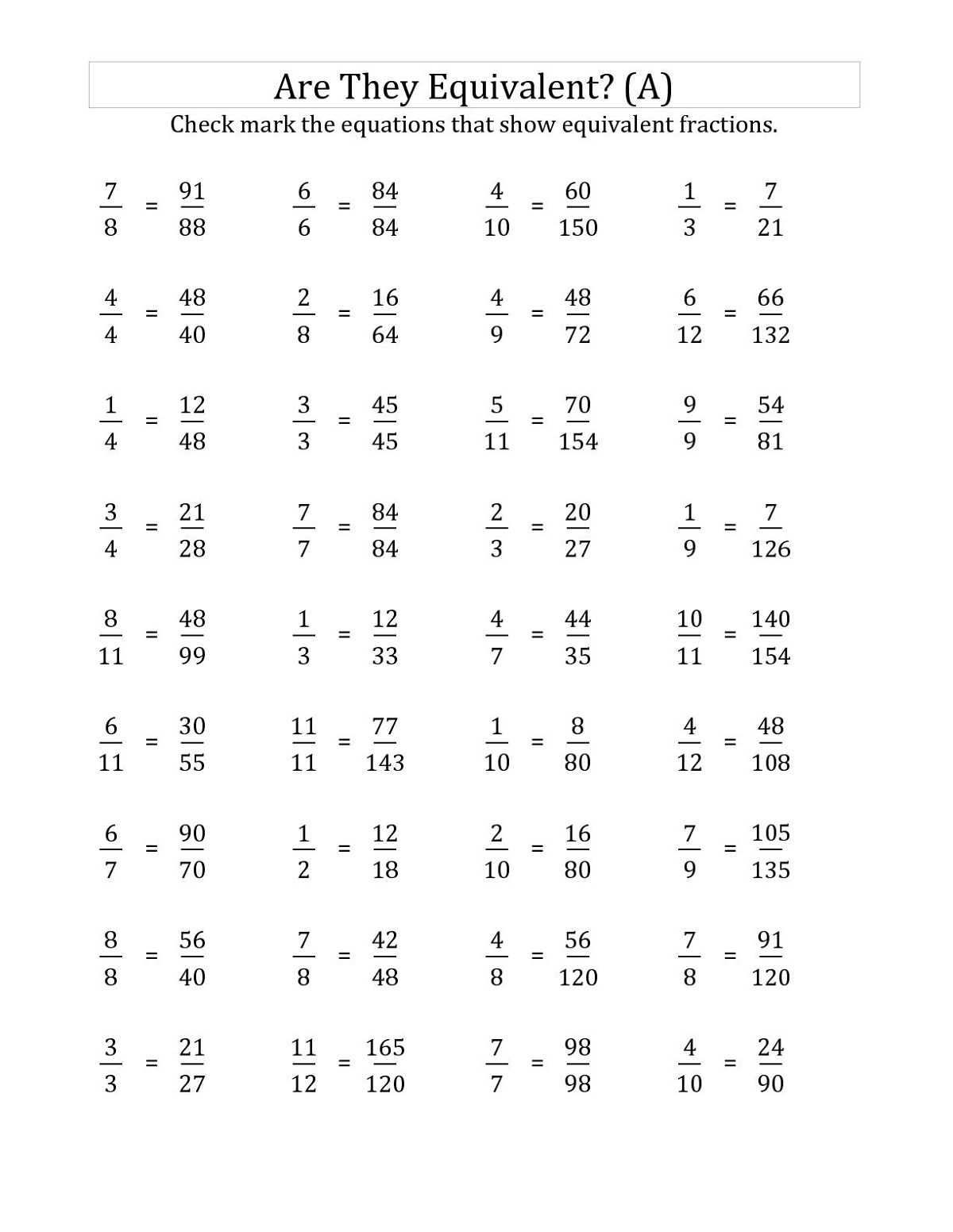 6th Grade Fractions Worksheets