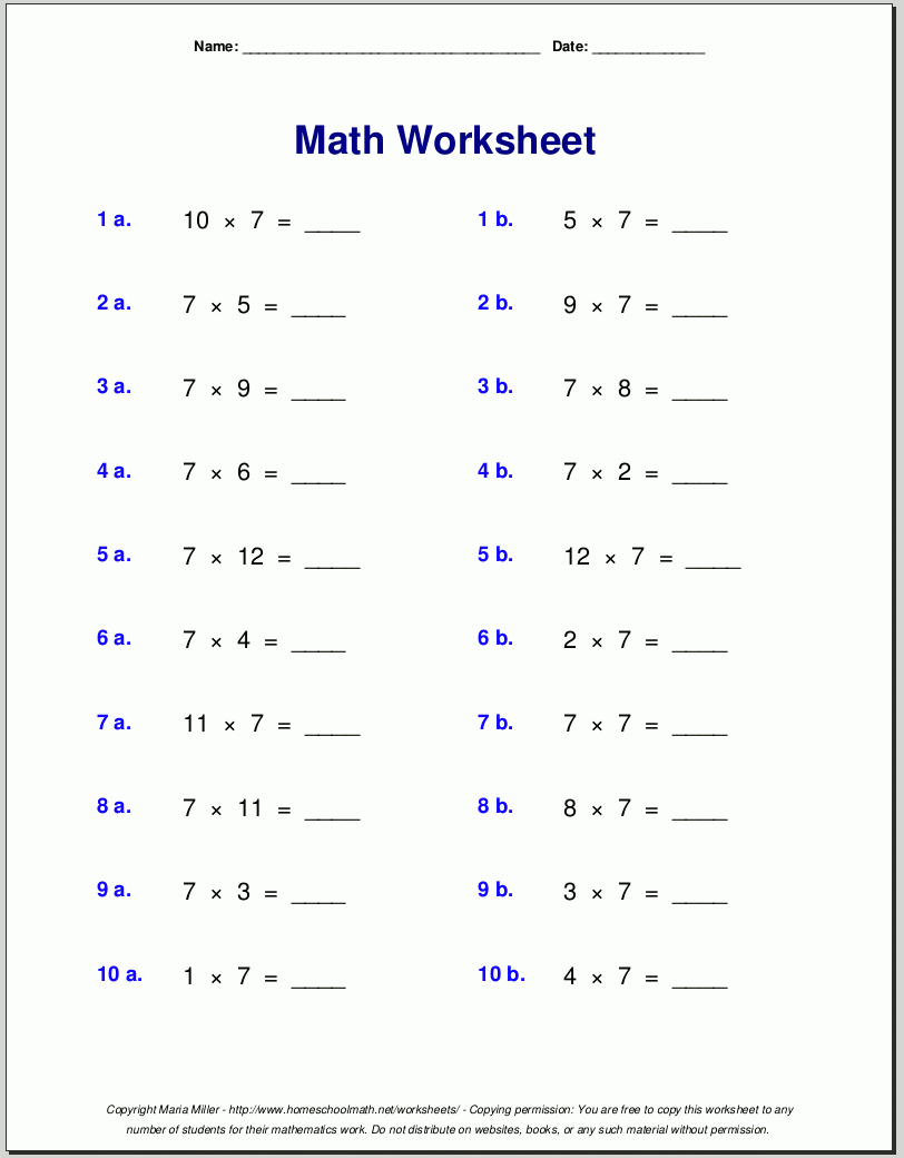 7Th Grade Math Worksheets Printable With Answers Printable Worksheets