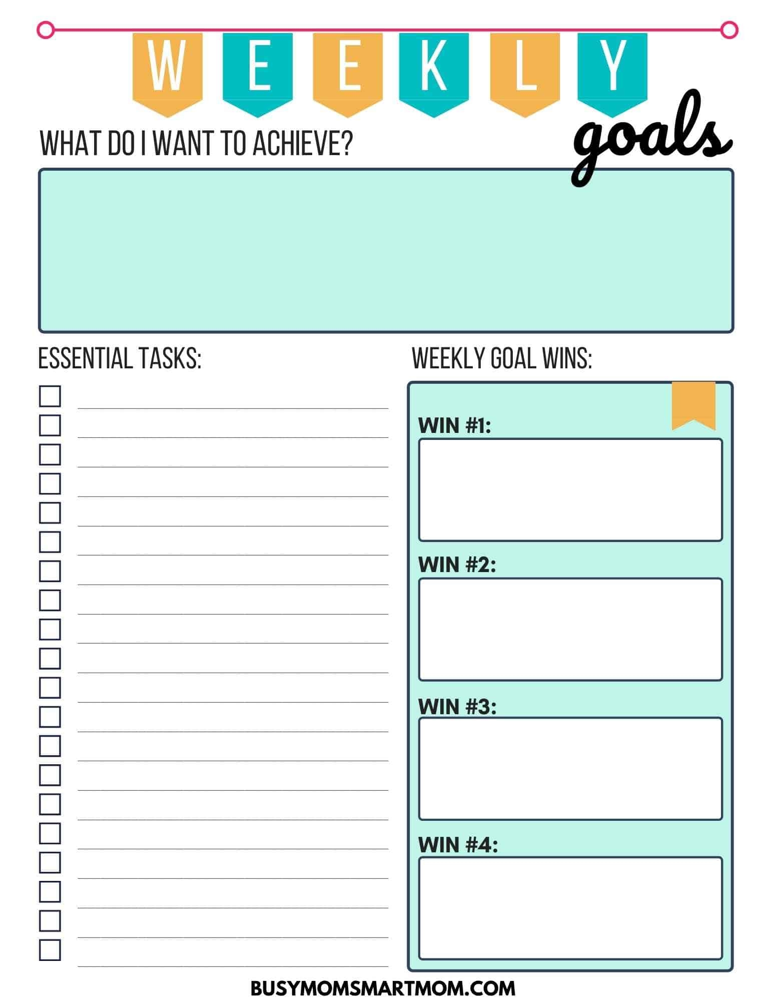 8 Free Goal Setting Worksheets For Moms And Kids Busy Mom Smart Mom
