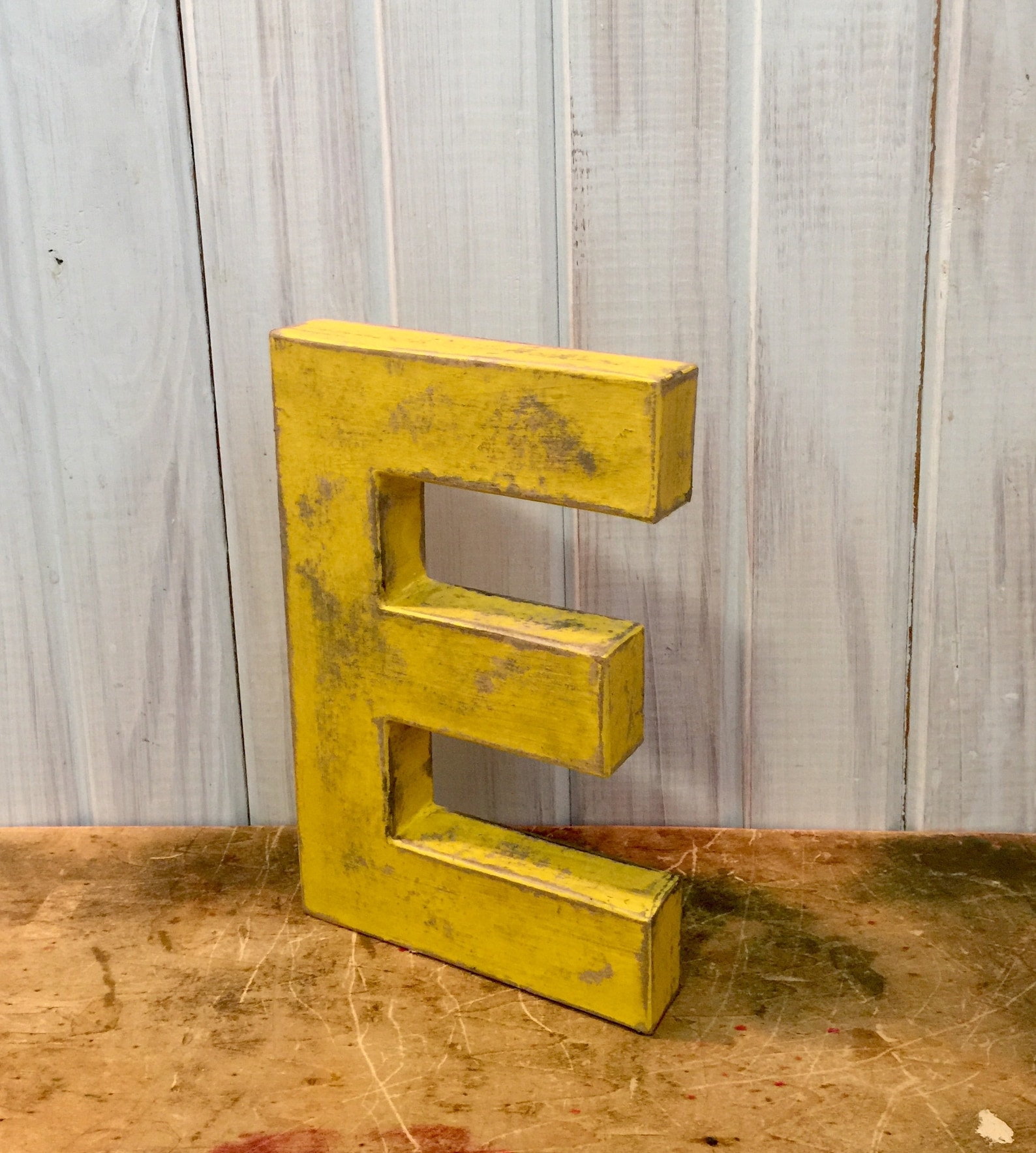 8 Inch Letter Letter E In Mustard Yellow Sturdy Paper Etsy