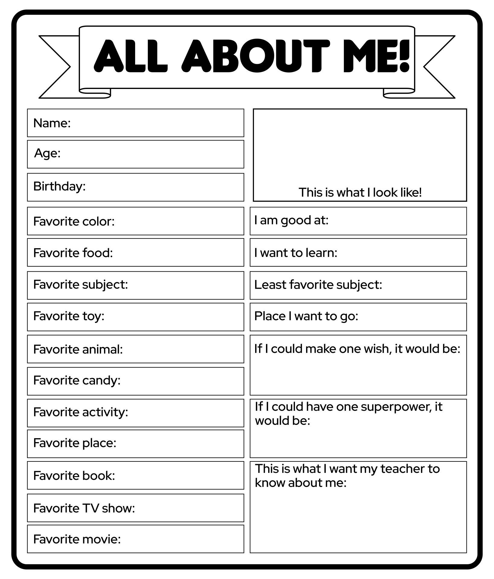 All About Me Adult 20 Free PDF Printables Printablee About Me 