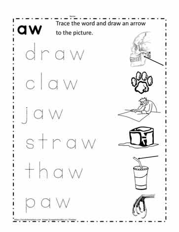 Aw Word Family Printable Worksheets