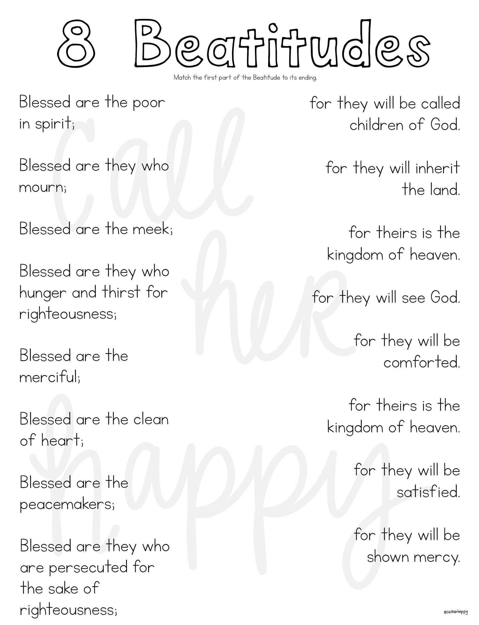 Beatitudes Worksheet Printable Coloring Page Sheet Liturgical Year 