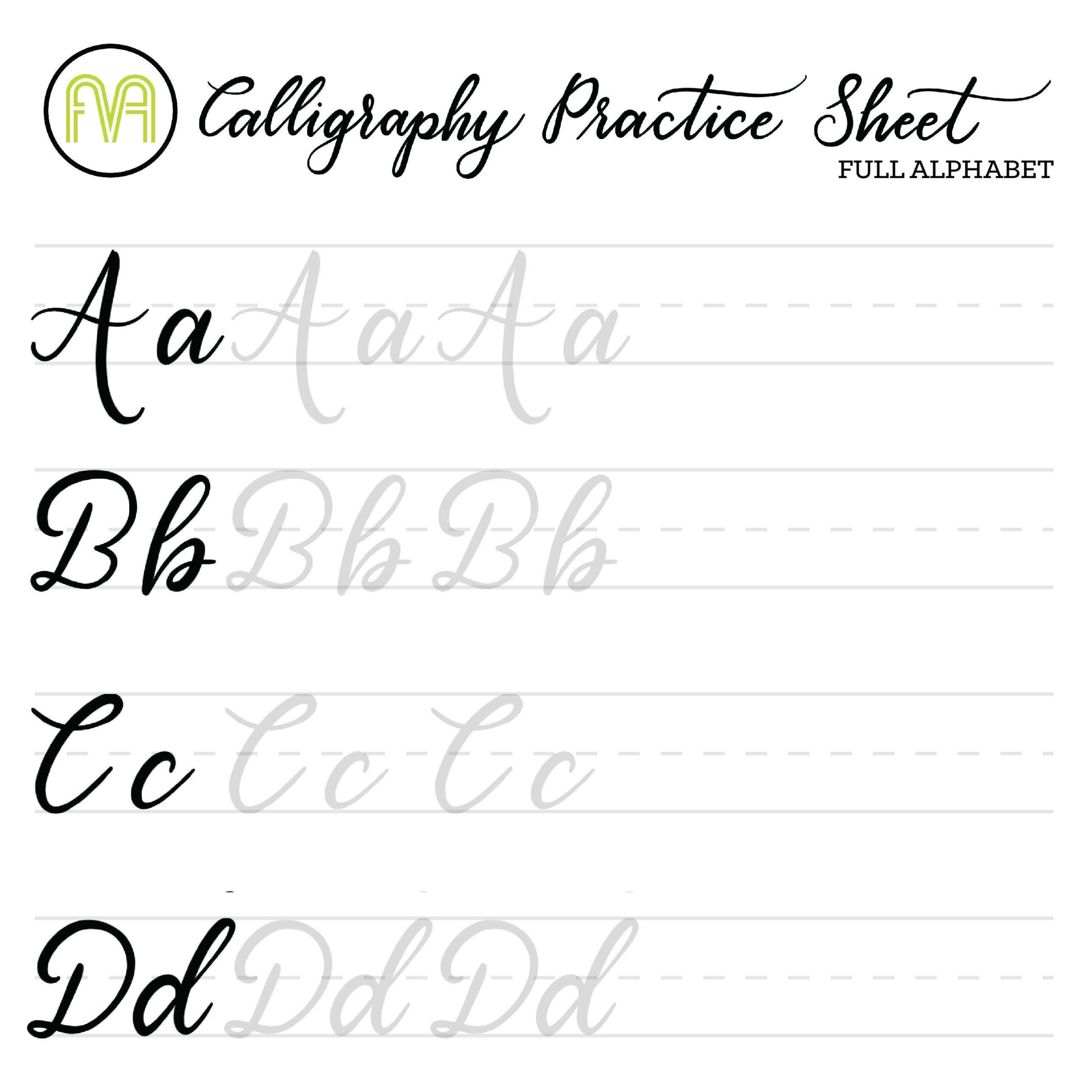 Beginner Printable Calligraphy Practice Sheets