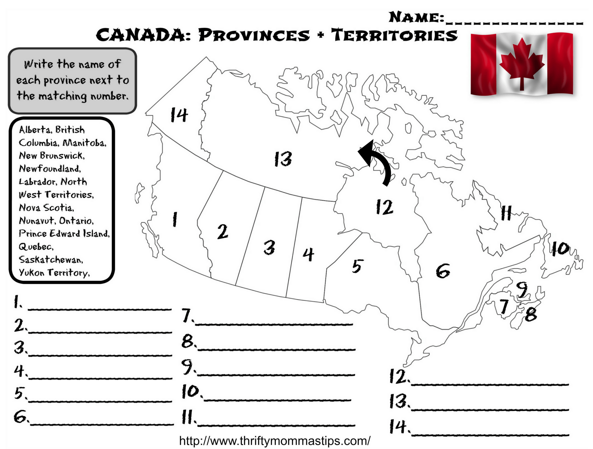 Canada Provinces Map With Capitals