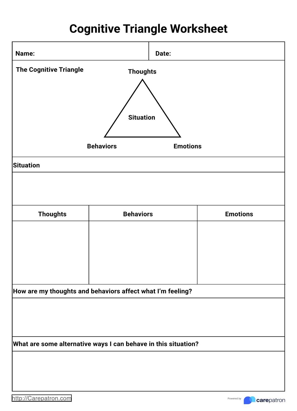 Cognitive Worksheets Free CBT Worksheet Explore Feelings Thoughts 