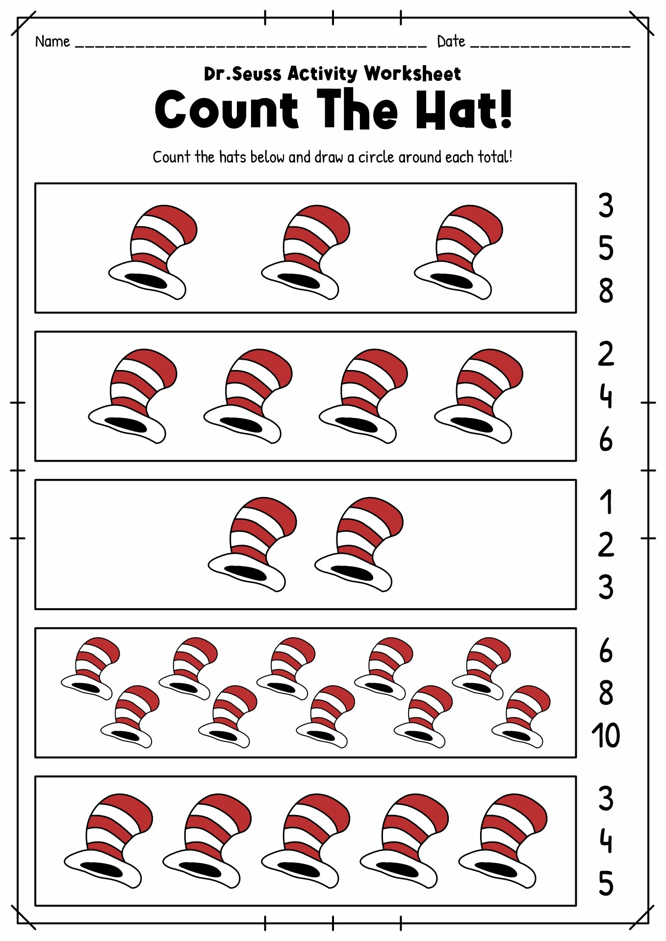 Dr Seuss Printables Preschool