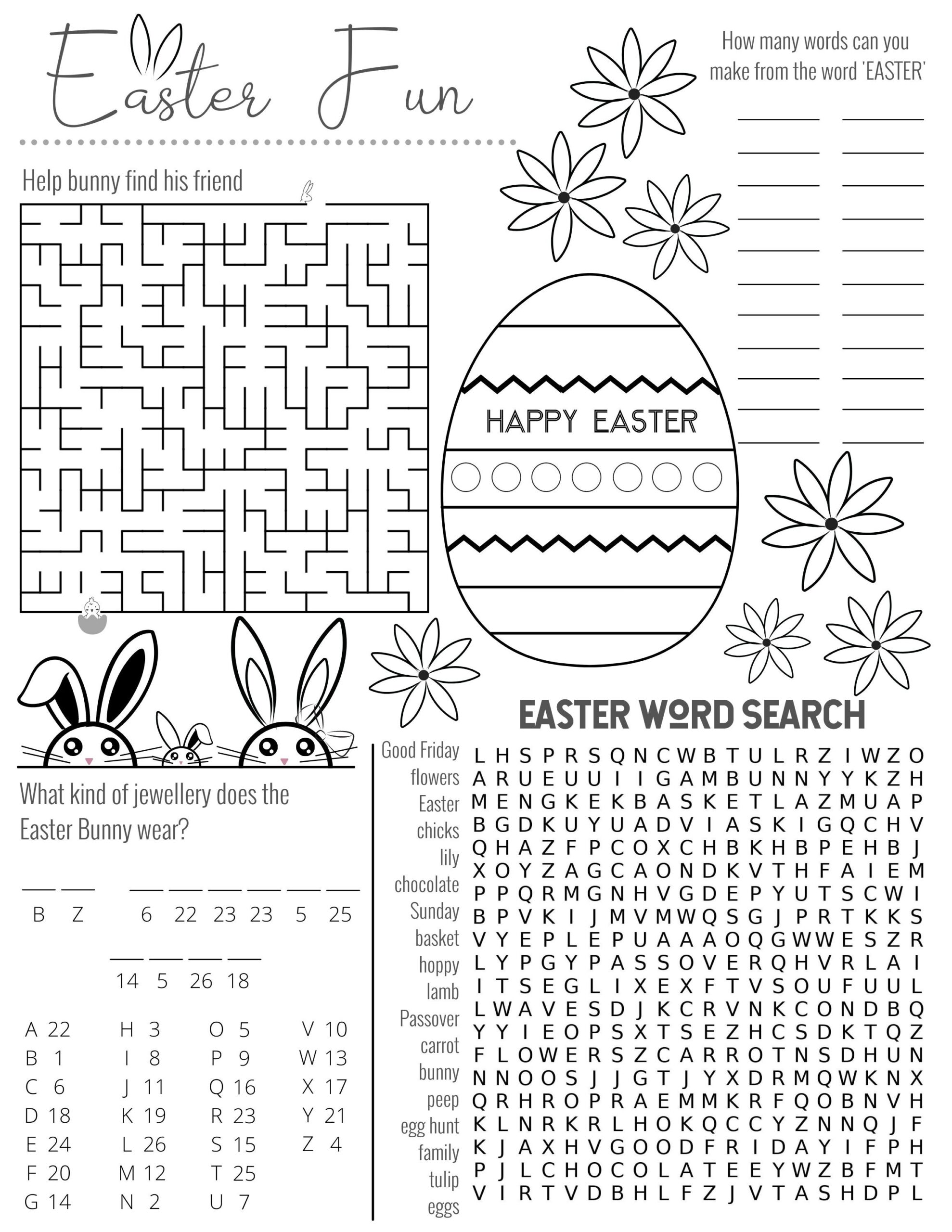 Easter Printable Easter Activity Sheet Easter Learning Games Worksheet 