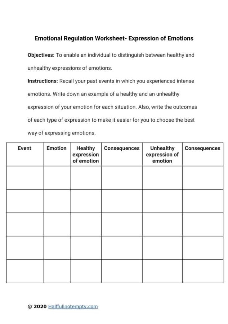 Emotional Regulation Worksheets Free Printable Emotional Reg