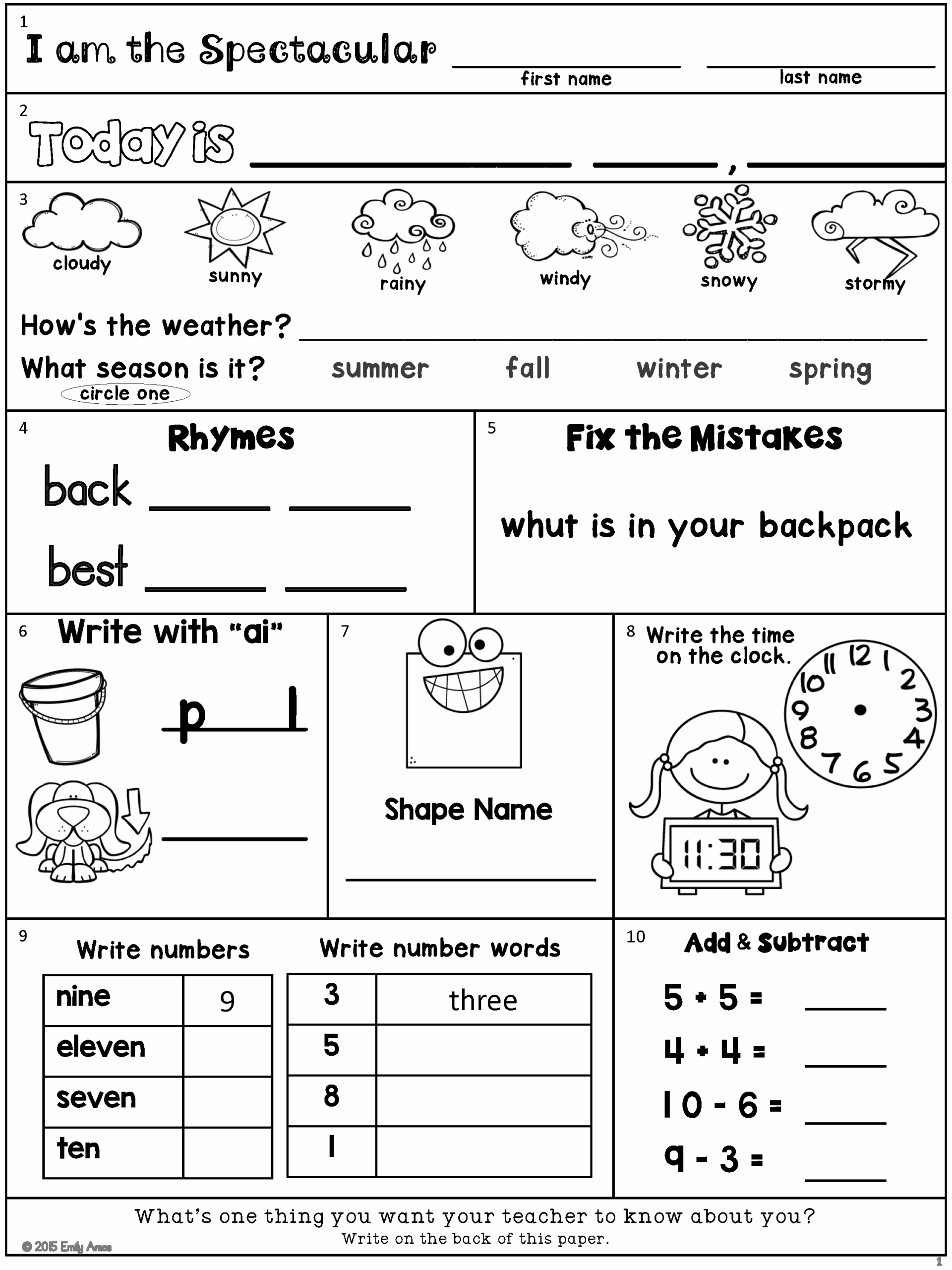 English For 2nd Graders Free Worksheets
