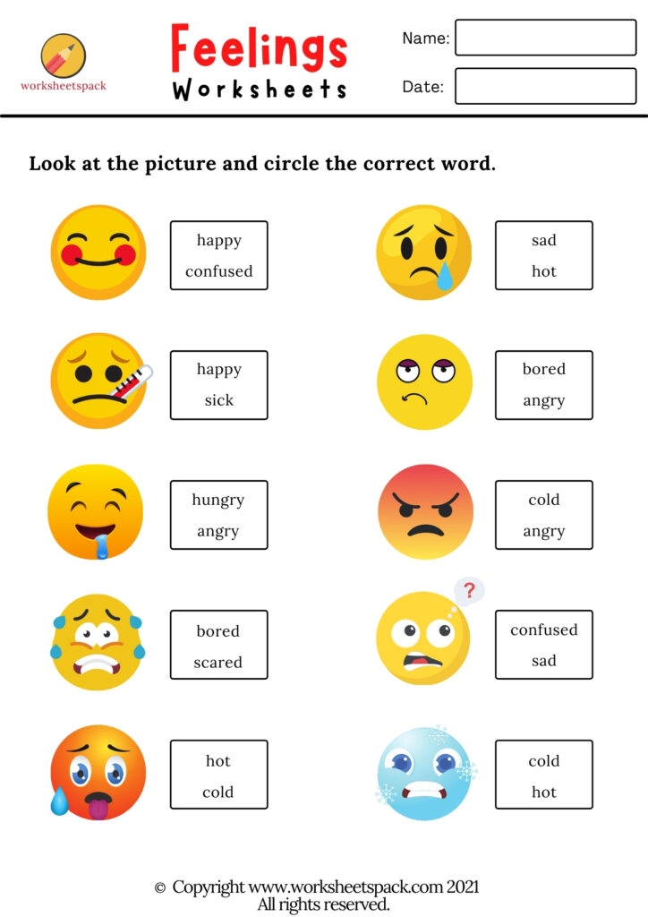 Feelings Worksheets PDF Worksheetspack