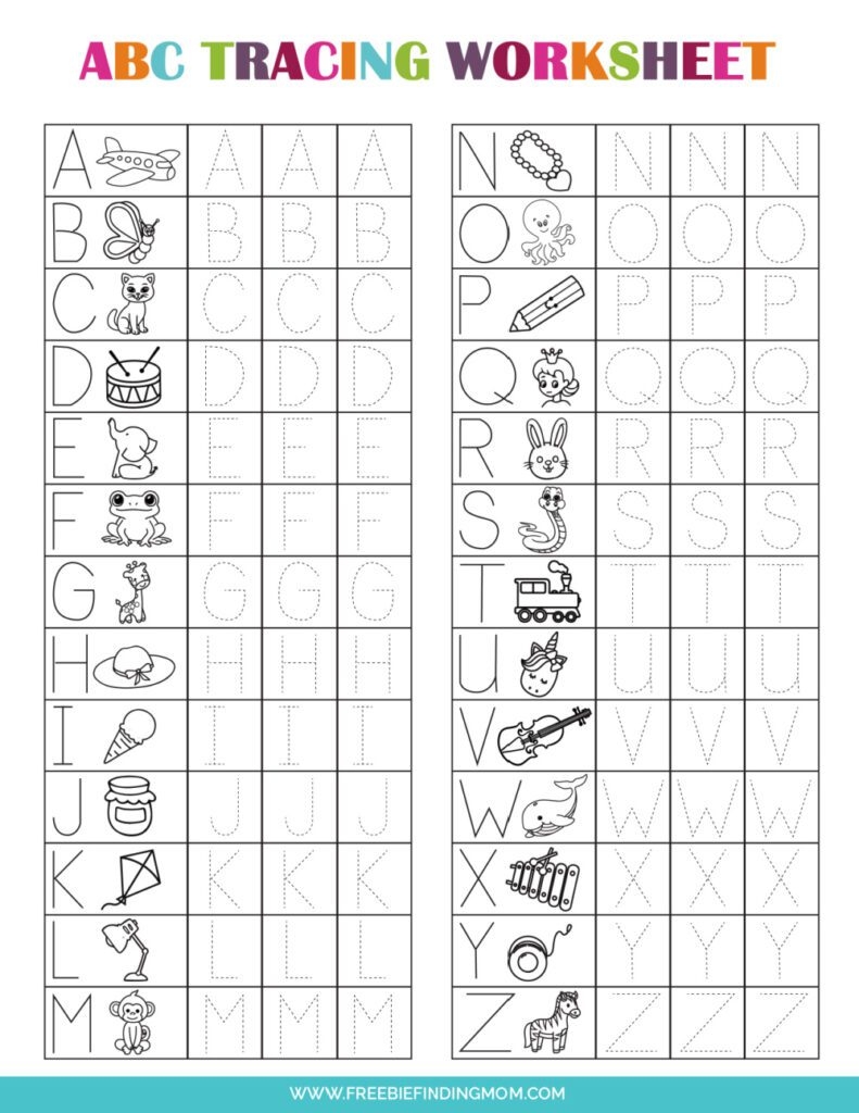 Free Alphabet Tracing Worksheets Printable PDF Download Download Free 