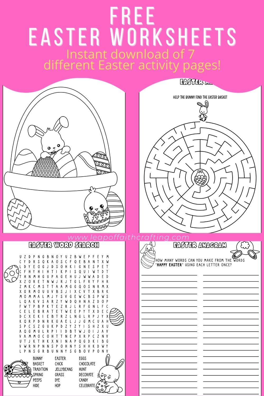 FREE Easter Worksheets PDF Coloring Pages Word Search More Leap