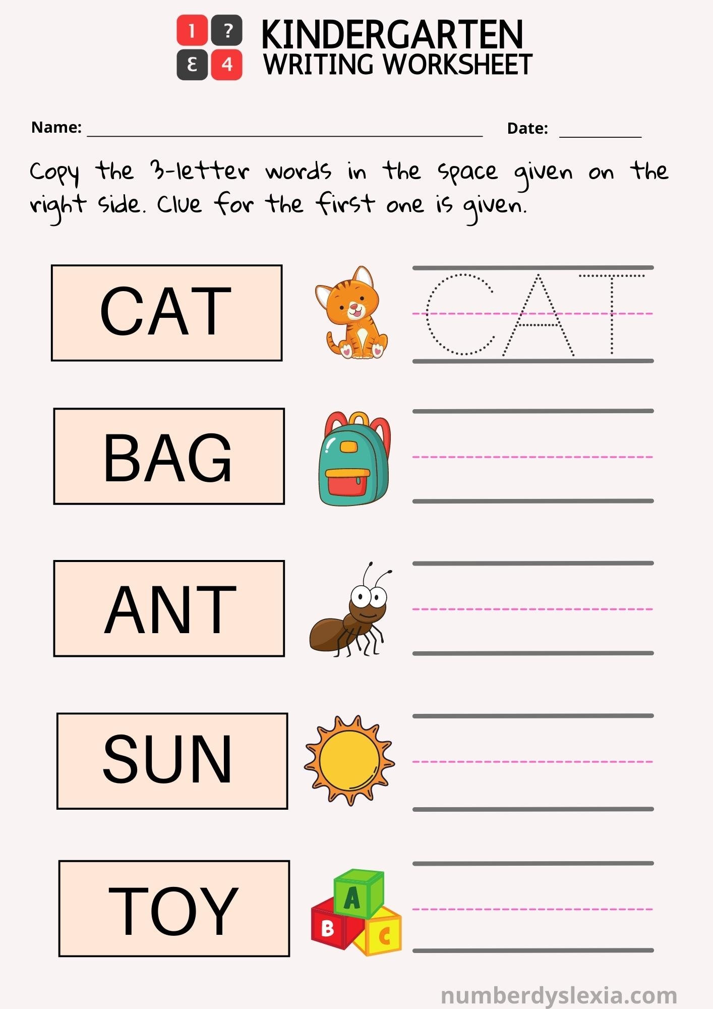 Free Kindergarten Handwriting Worksheets