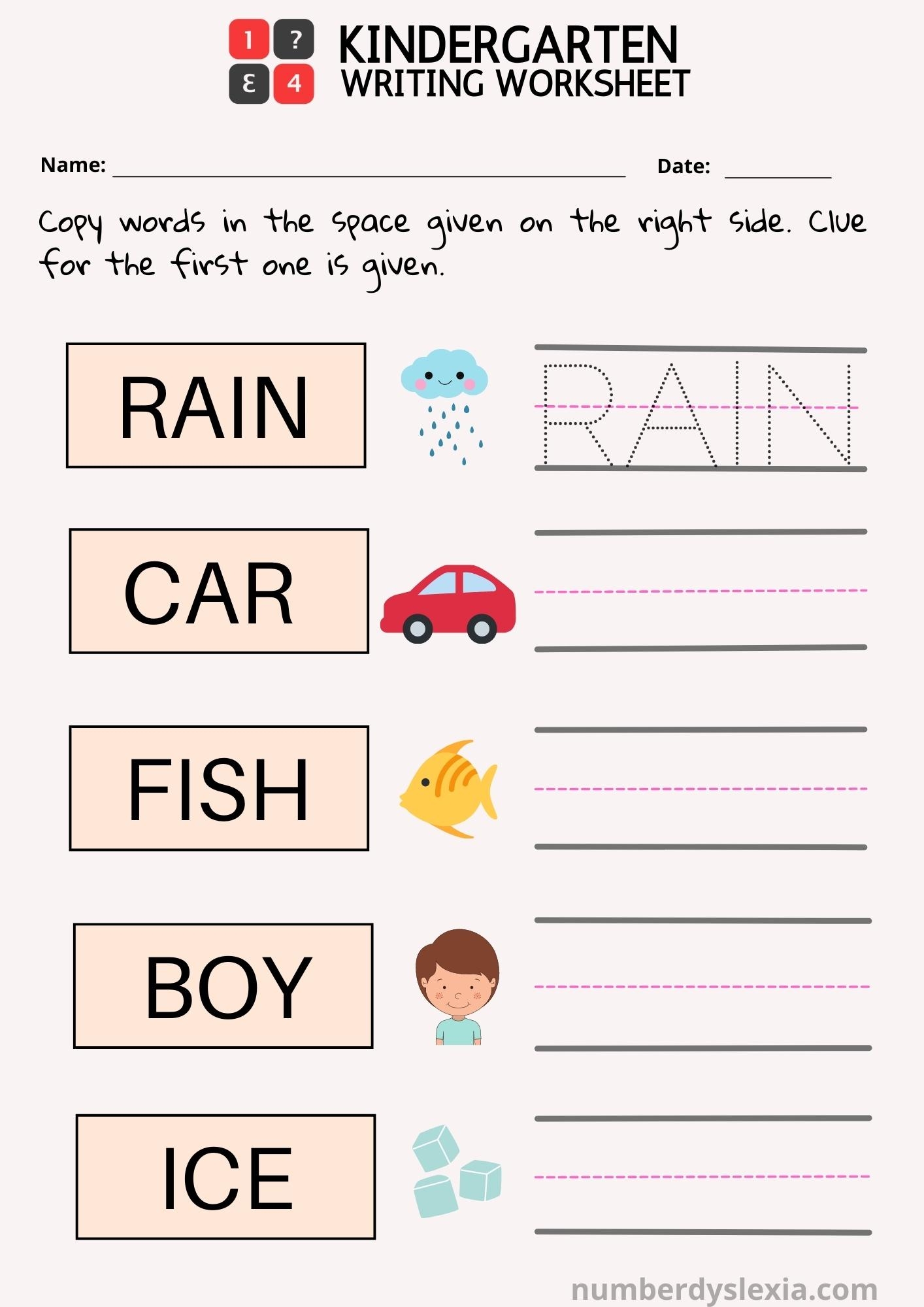 Free Kindergarten Printable Worksheets