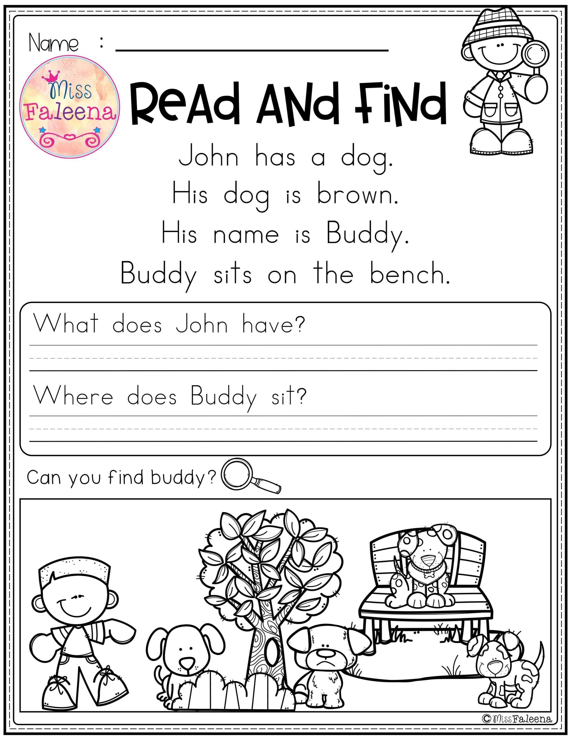 Free Kindergarten Reading Comprehension Worksheets