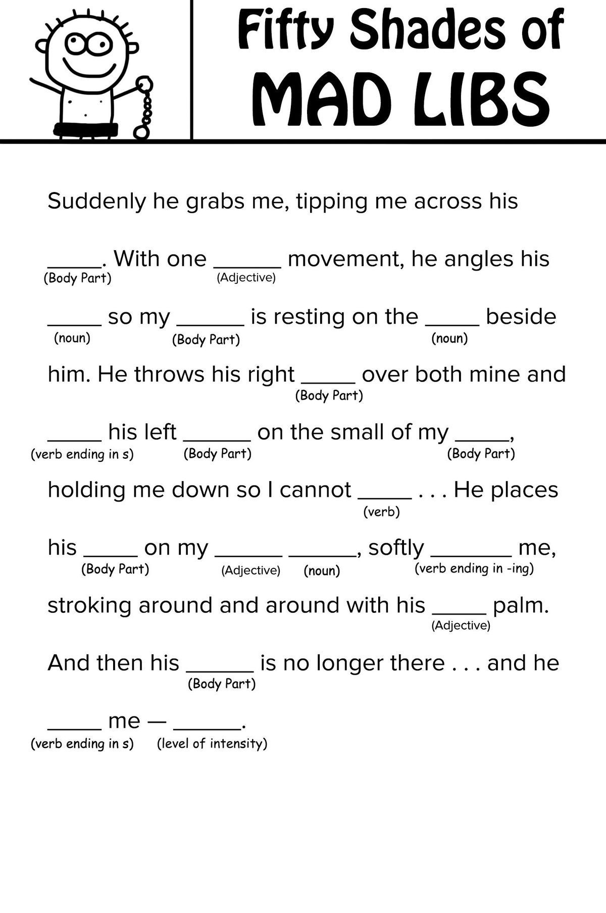 Free Mad Lib Printables Printable Mad Libs