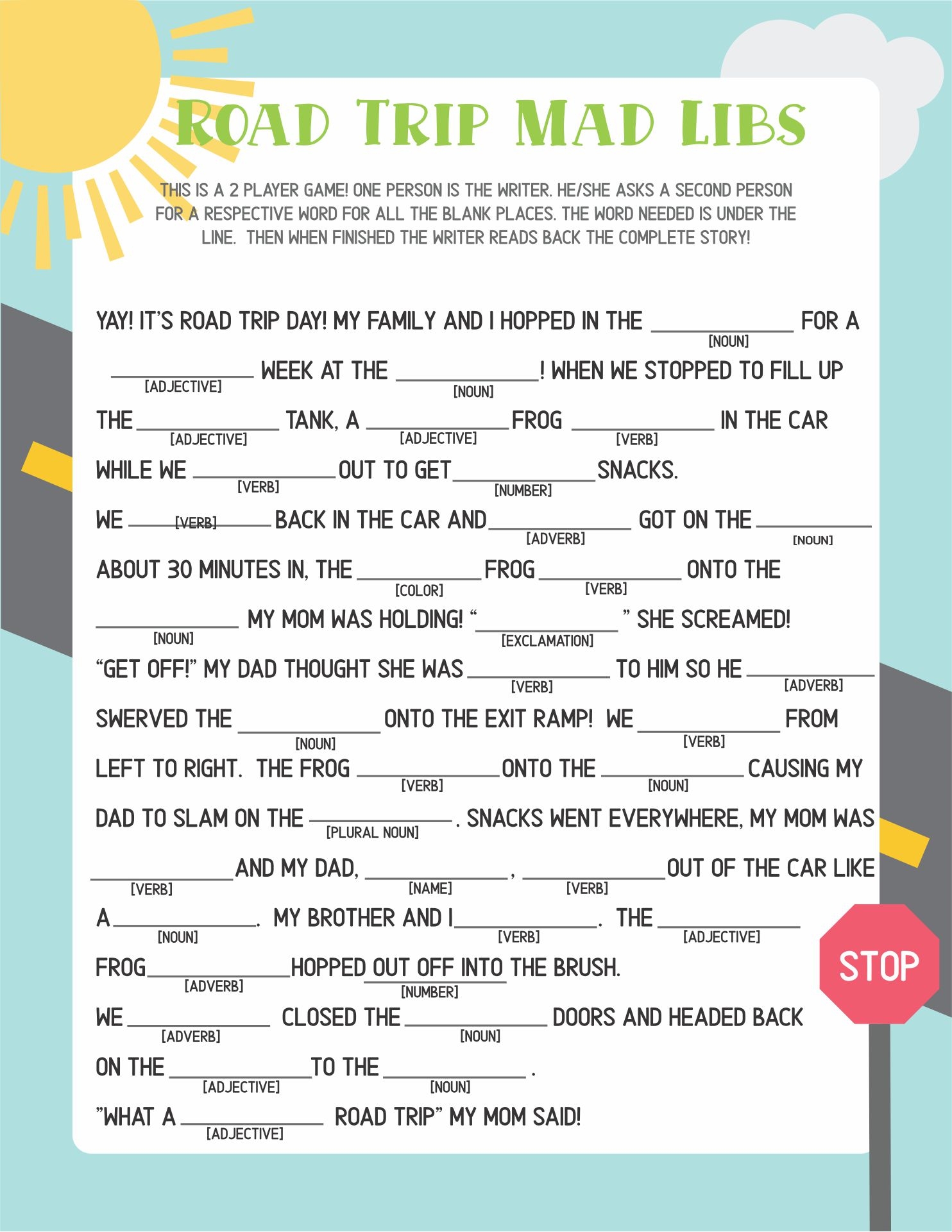 Free Madlib Printables Printable Word Searches Printable Mad Libs