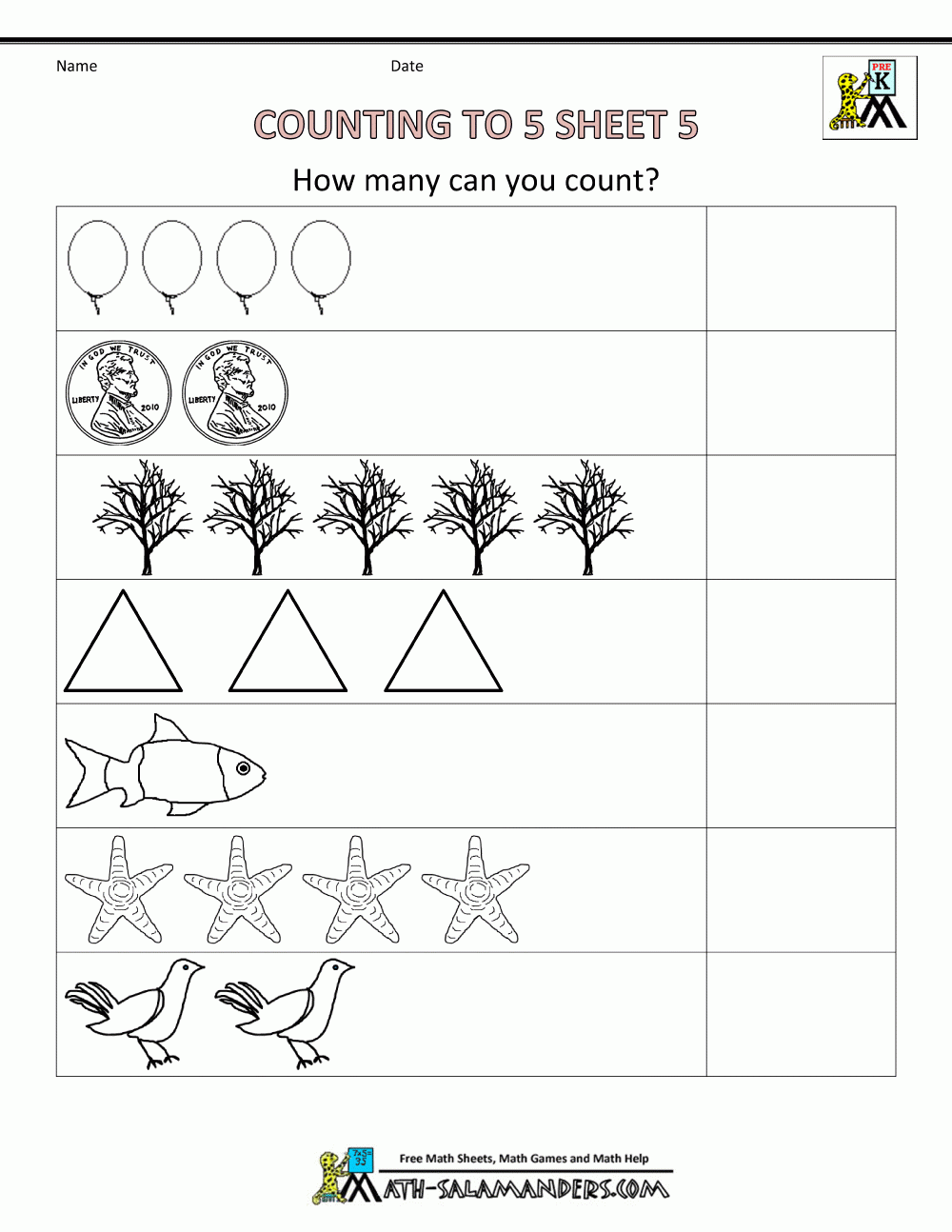 Free Math Printables Preschool K5 Worksheets Preschool Math 