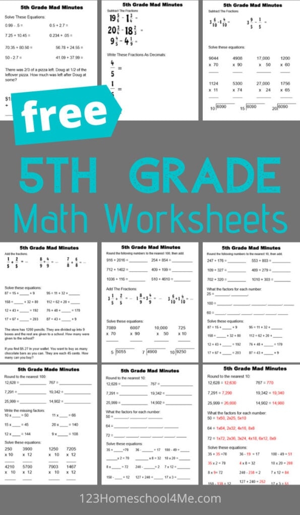  FREE Printable 5th Grade Worksheets