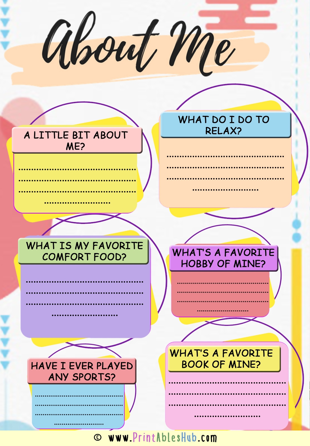 Free Printable All About Me Worksheets For Adults PDF Printables Hub