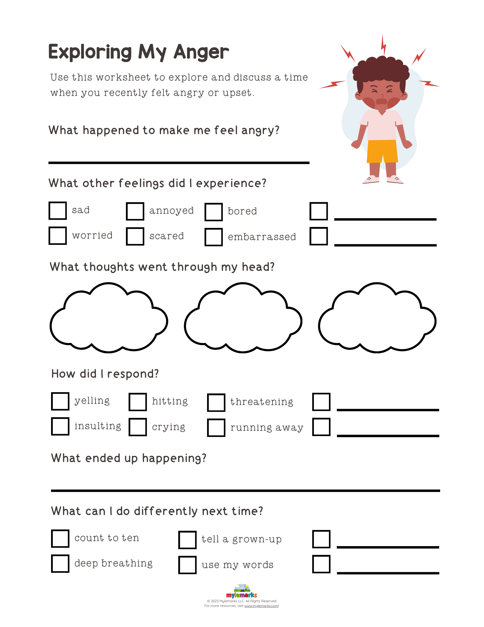 Free Printable Anger Management Worksheets For Youth FREE Printables