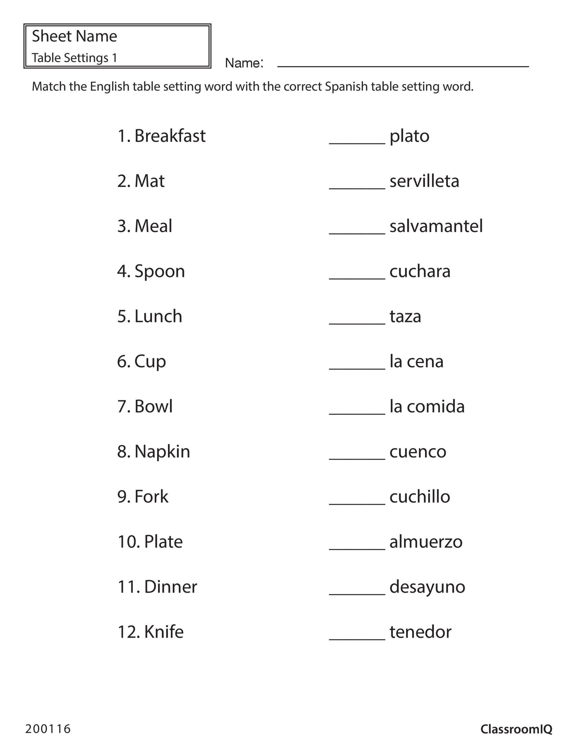 Free Printable Beginner Spanish Worksheets Printable Word Searches