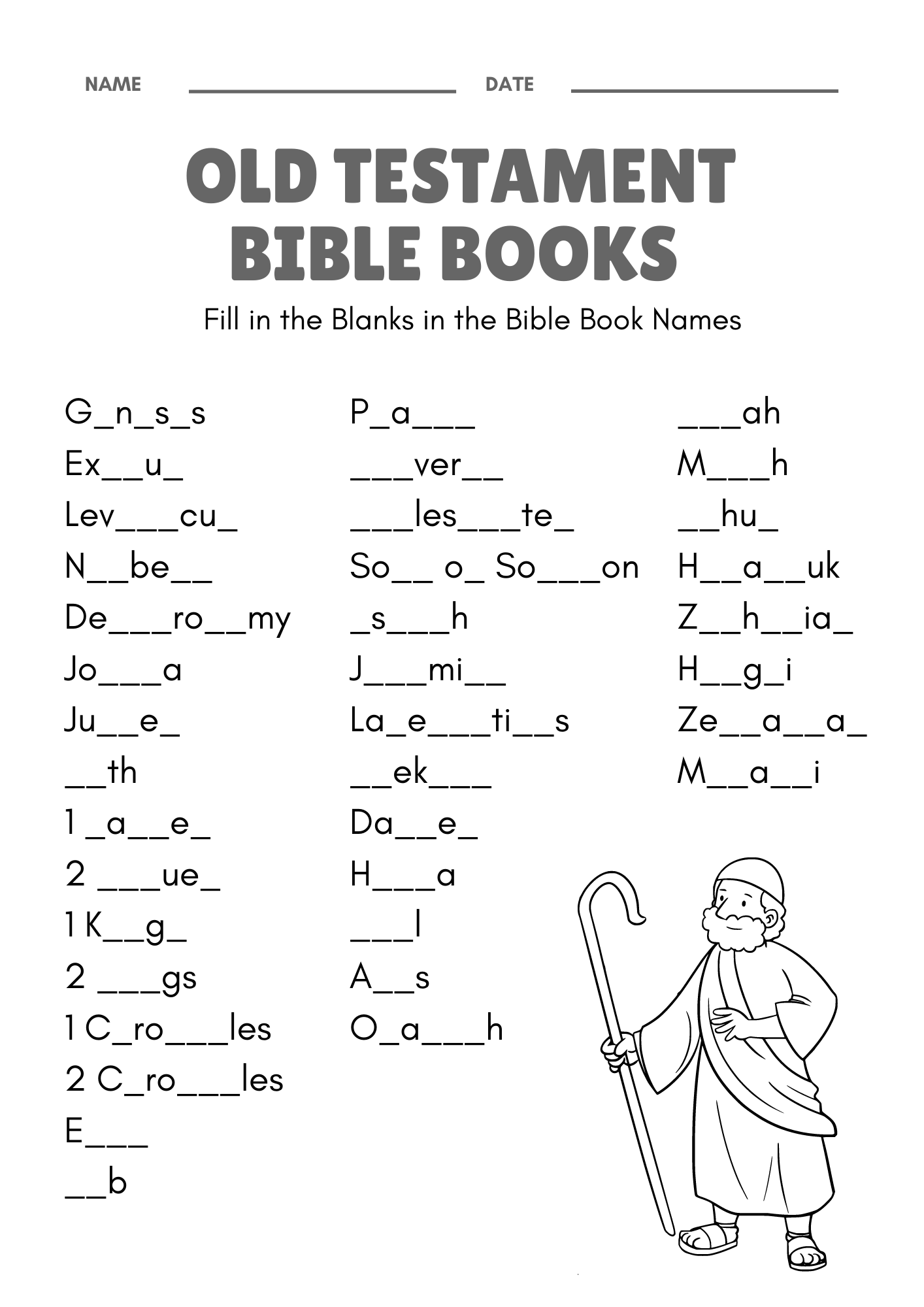 Free Printable Bible Worksheets