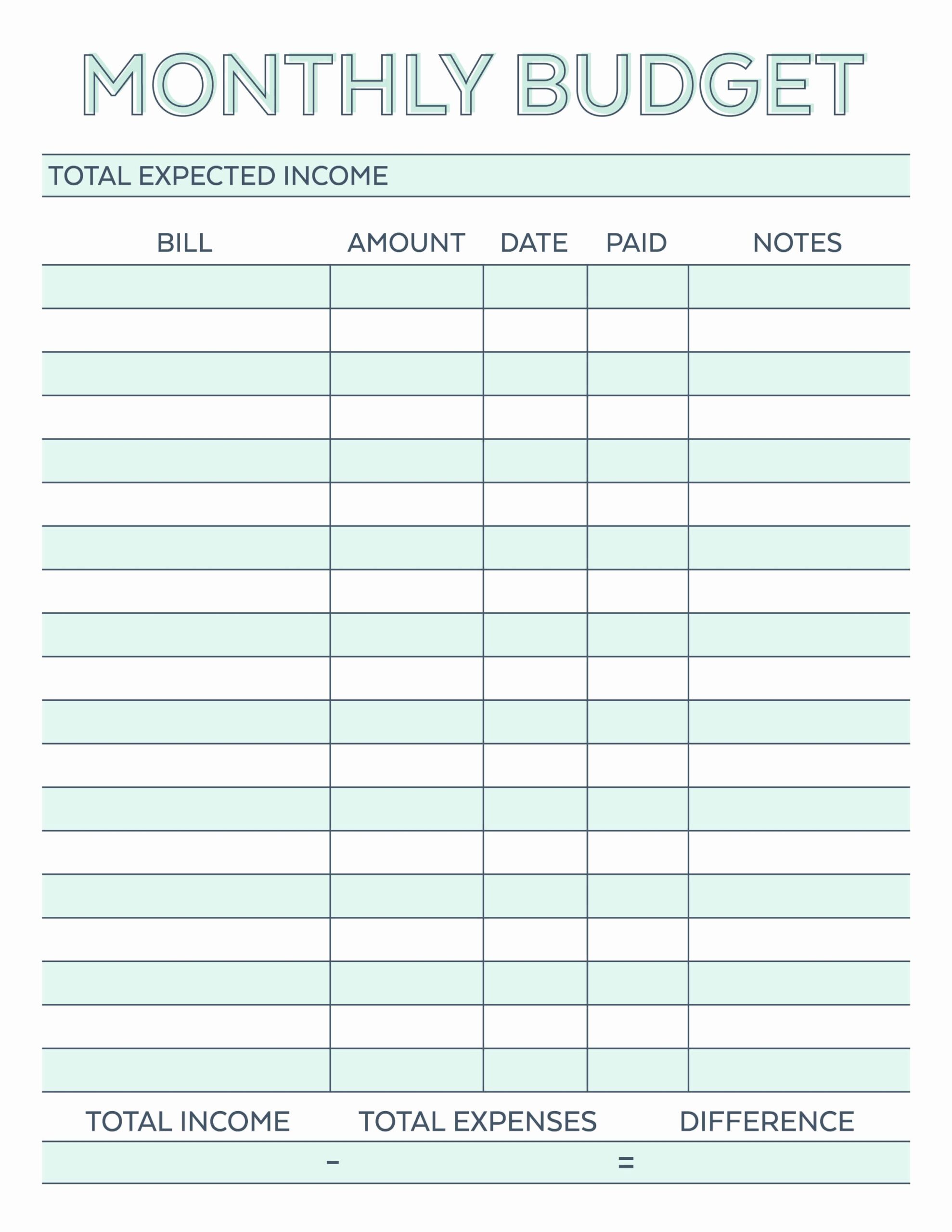 Free Printable Budgeting Worksheets