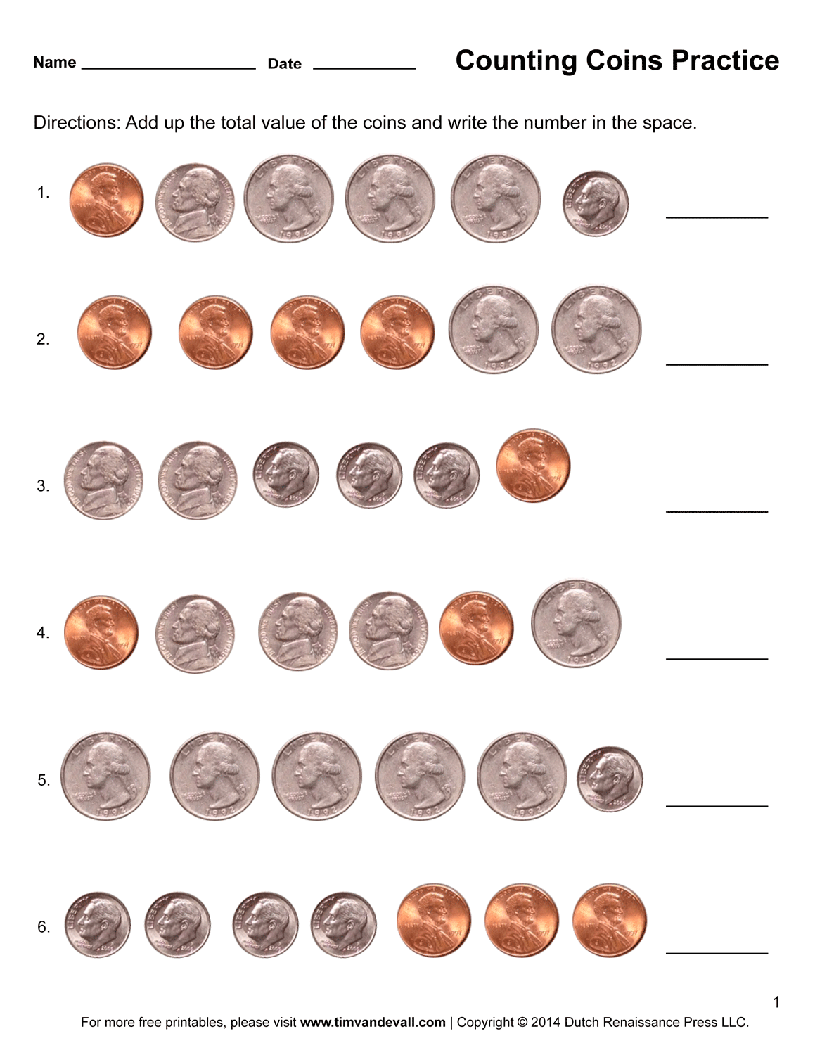 Free Printable Coin Worksheets Plan Your Year Easily