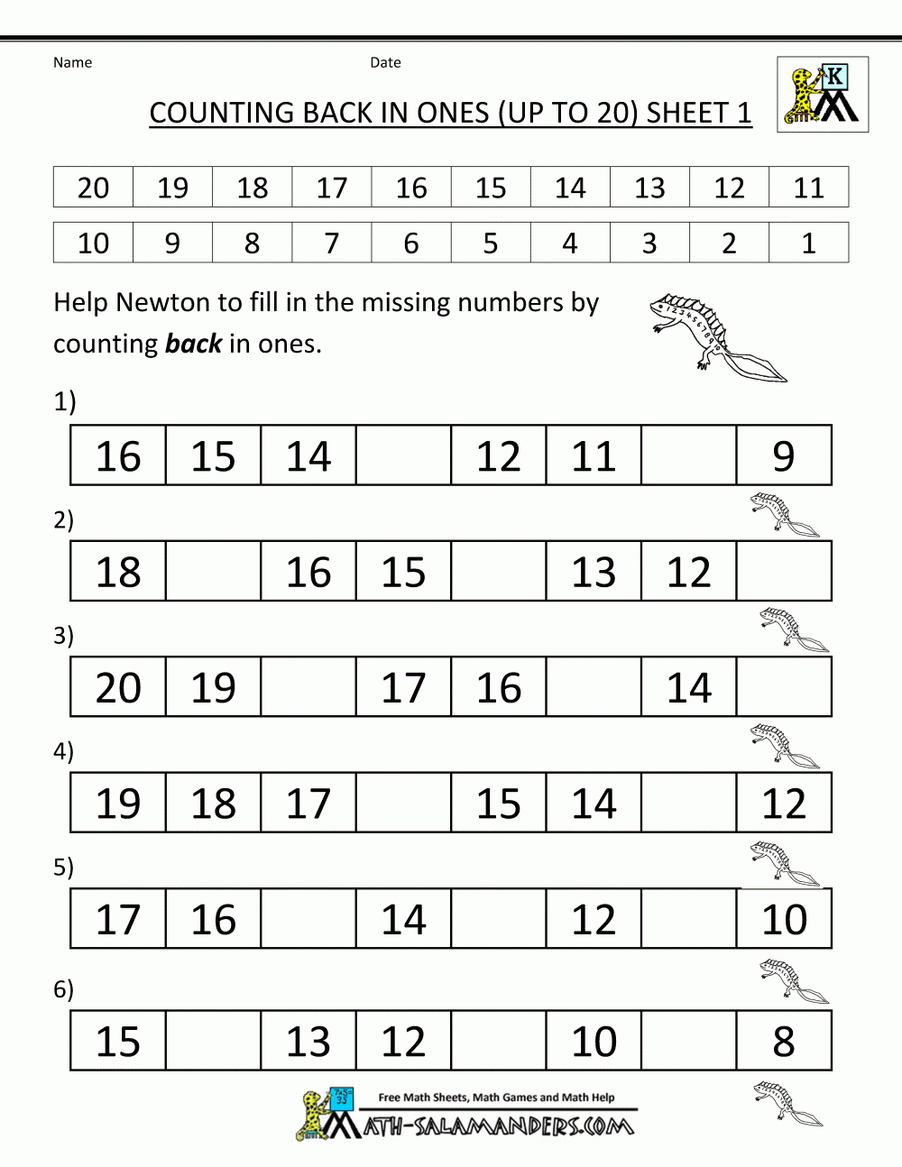 Free Printable Counting Worksheets 1 20 Free Printable A To Z