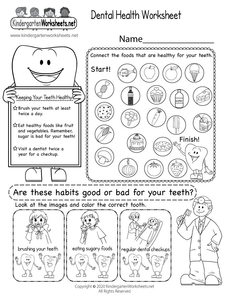 Free Printable Dental Health Worksheet