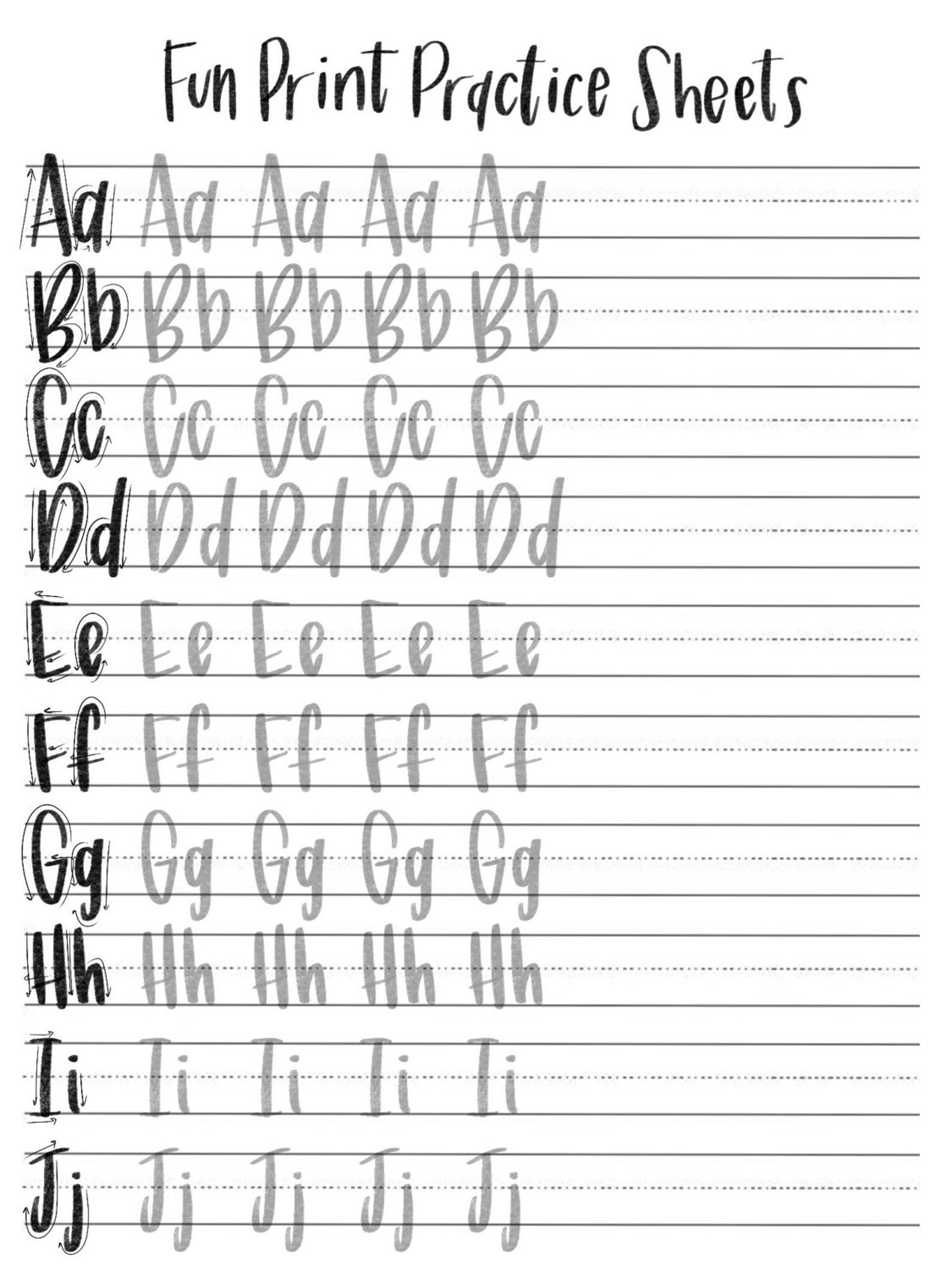 Free Printable Hand Lettering Alphabet