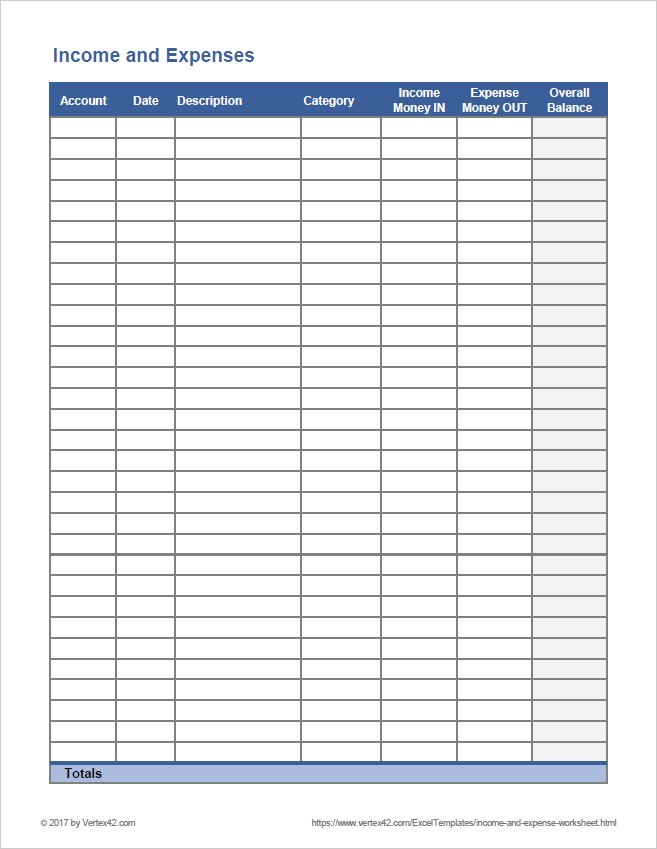 Free Printable Income And Expense Worksheet