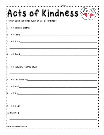 Free Printable Kindness Worksheets Pdf