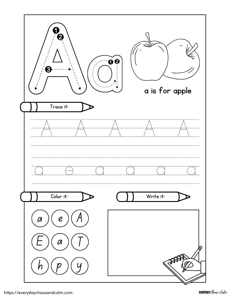 Free Printable Letter A Worksheets