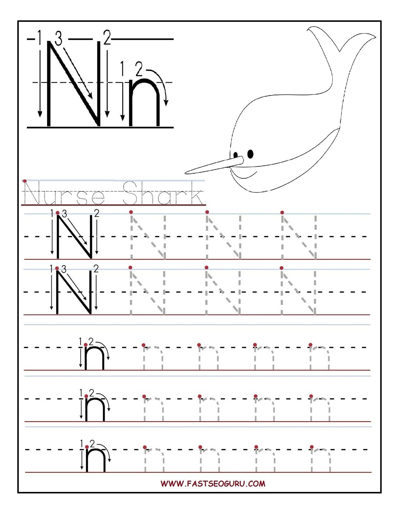 Free Printable Letter N Tracing Worksheets Tracing Worksheets