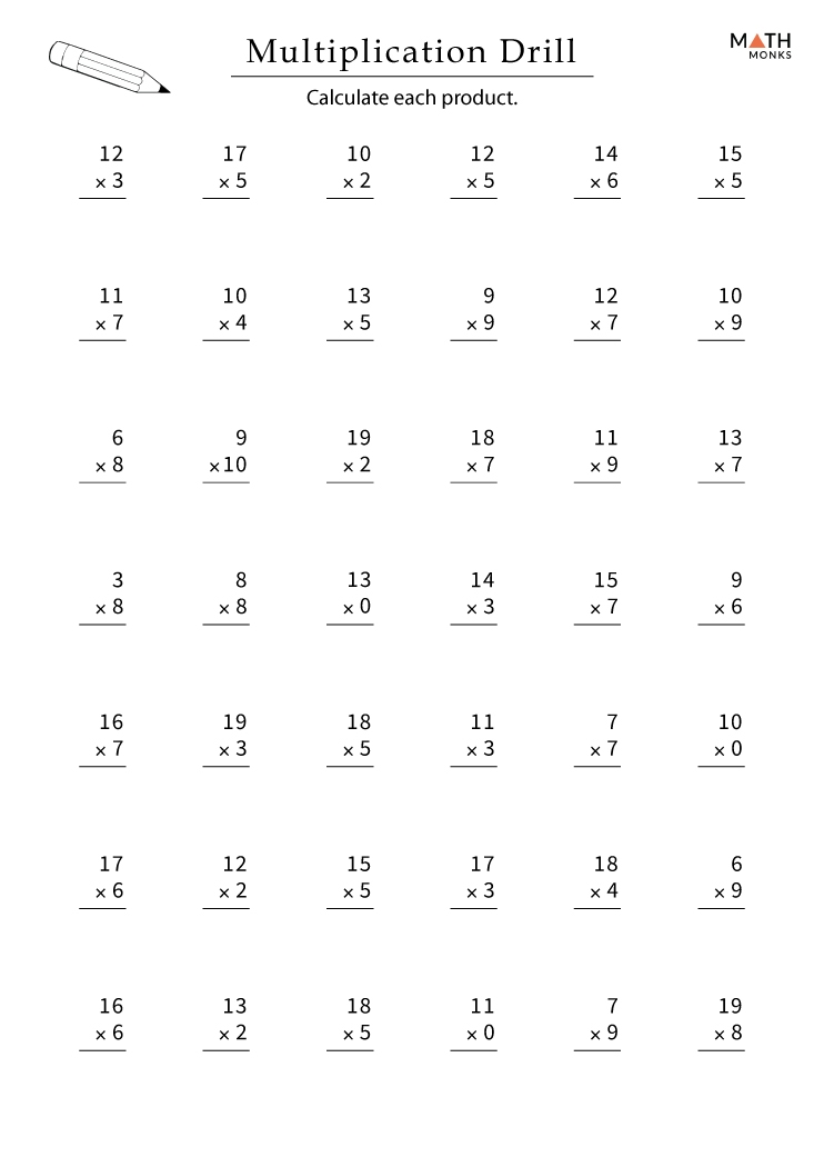 Free Printable Multiplication Worksheets Grade 4