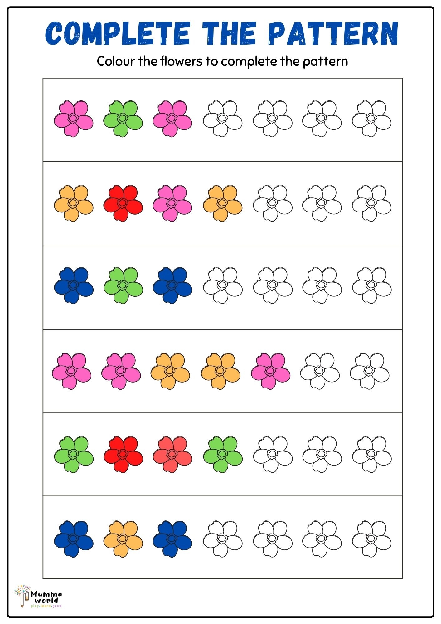 Free Printable Pattern Worksheets Free Printable Pattern