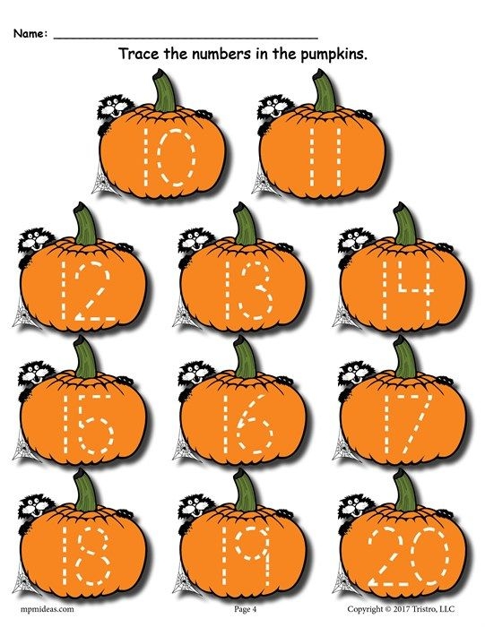 FREE Printable Pumpkin Number Tracing Worksheets 1 20 Number Tracing 