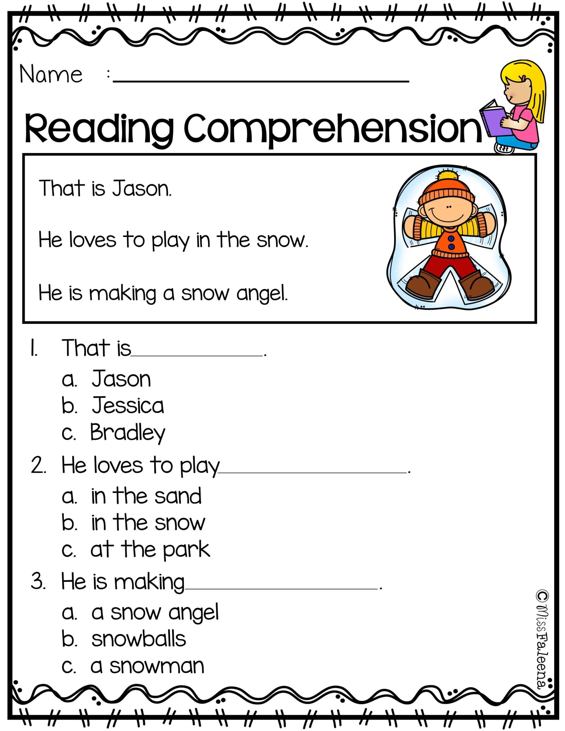 Free Printable Reading Comprehension Worksheets Kindergarten Reading 