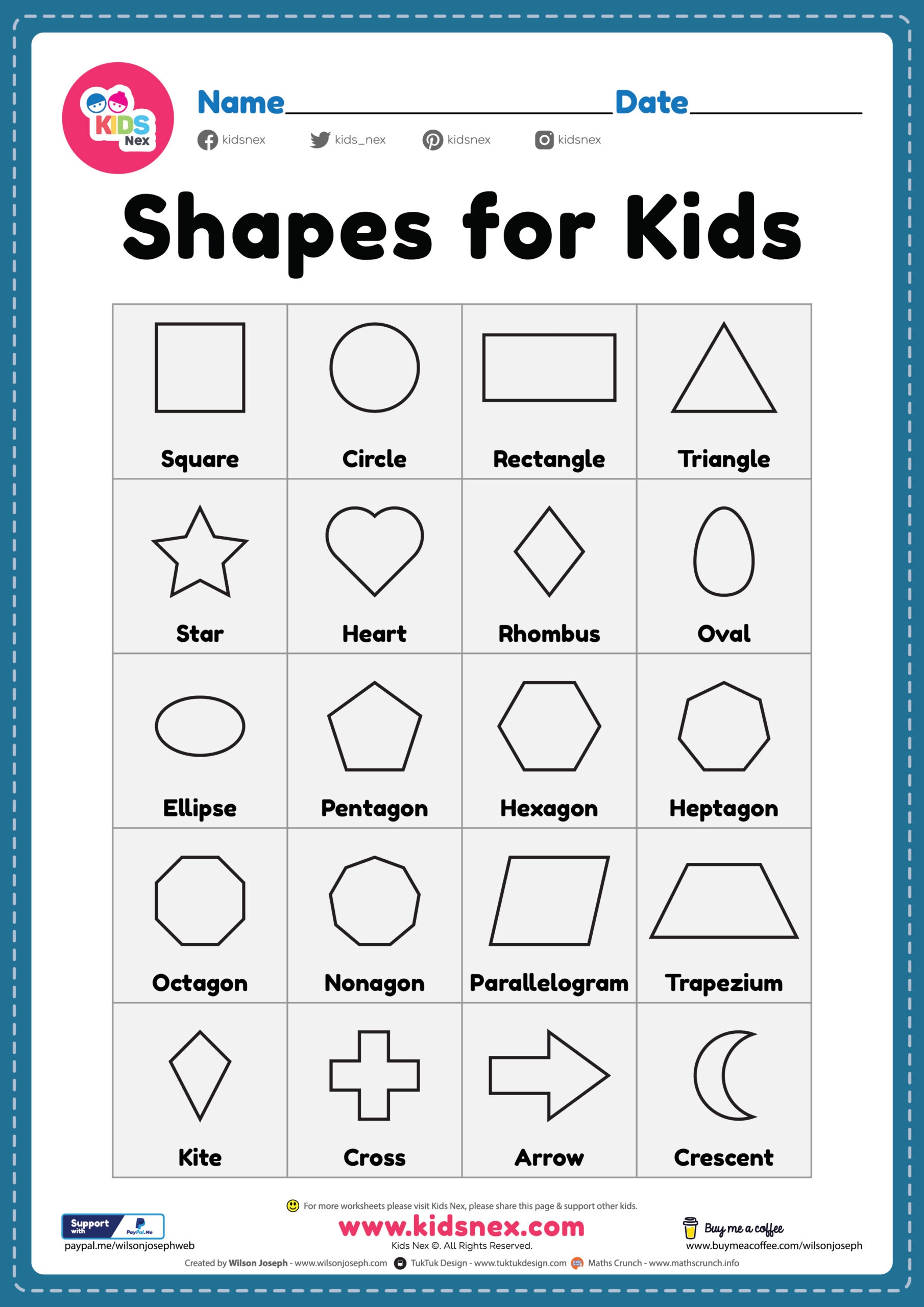 Free Printable Shapes Worksheets