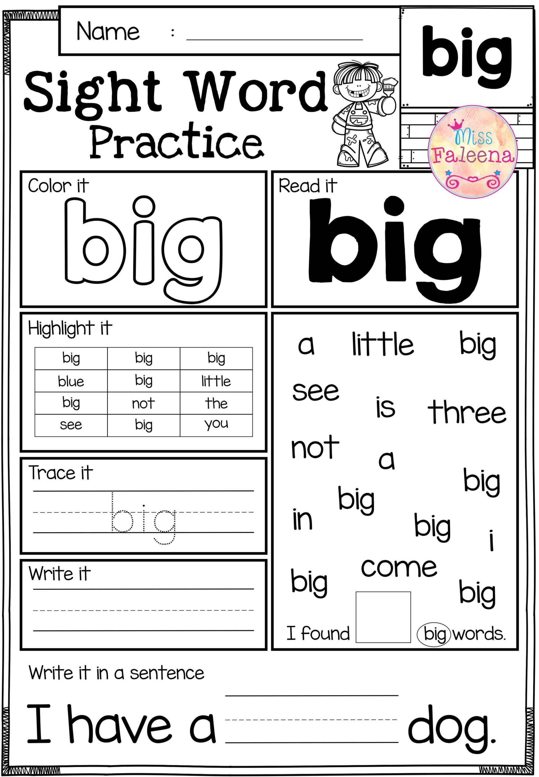 Free Printable Sight Word Worksheets